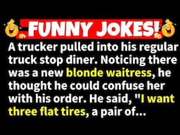 🤣FUNNY JOKES!🤣A trucker pulled into his regular diner, and tries to confuse the new blonde waitress