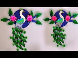 how to make beautiful wall decoration peacock craft with paper / art and craft / peacock craft