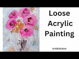 Paint and Sip tutorial / loose abstract roses in acrylic / painting flowers   painting loose