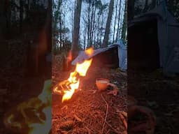 Solo winter camping, fire on. #camping #winter #fire