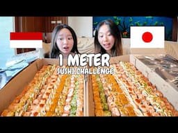 JAPANESE GIRL TRY SUSHI IN INDONESIA | 1 METER SUSHI CHALLENGE  + girl talk