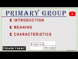 PRIMARY GROUP IN SOCIOLOGY  #introduction #meaning #characteristics #english #hindi #social #group