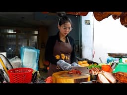 The most beautiful hardworking roasted pork shop lady in Saigon | Street Food in Vietnam