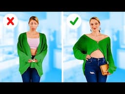 Transforma ropa desgastada con un solo corte en 5 minutos ✂️👗 Desafío de 100 capas