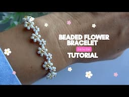 beaded flower bracelet tutorial, easy beaded bracelet tutorial