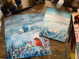 WATERCOLOUR WINTER LANDSCAPE... xmas watercolours and other things and a chat!