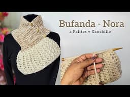 Bufanda con Punto Calado y Santa Clara a Dos Agujas y Crochet – Tejidos de Moda Fáciles de Tejer