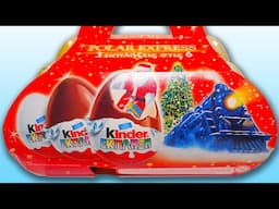 ASMR 6 Surprise Eggs Kinder Polar Express Rare Surprises 2004 Oddly Satisfying Unboxing No Talking