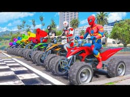 SPIDER MAN TEAM VS HULK COLORS TEAM | CHALLENGE Racing Motorcycles Event Part 2 #1117