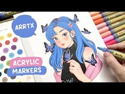 🦋 Trying Out New Markers / Arrtx 48 Colors Acrylic Markers 3mm Medium Tip Review