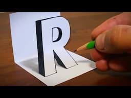 easy 3d drawing letter R