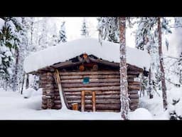 Living in Off Grid Log Cabin in Winter Woods