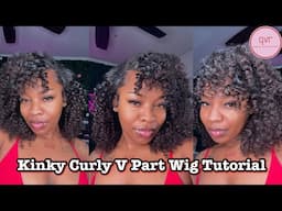 $107 Wig! 🔥Best Affordable Kinky Curly V Part Wig! EASIEST NO Braids Method * Ft. QVR HAIR