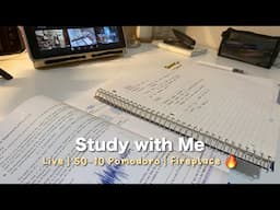 Study with me Live | Fireplace 🔥 For 2 hours