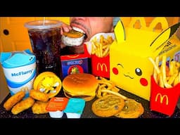 ASMR MCDONALD’S HAPPY MEAL CHICKEN NUGGETS CHEESEBURGERS FRIES EATING SHOW OREO MCFLURRY POKEMON