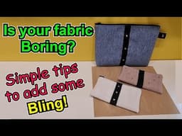 Sample fabric swatches. How to make them look less boring. Simple zippered bag pouch ideas