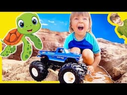 New Bigfoot Monster Truck With Sea Turtles at the Beach