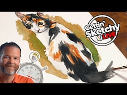 Watercolor Painting of a Cat - Gettin' Sketchy