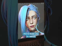 How to Sculpt Jinx in 1 Minute #shorts #blender #sculpture #art