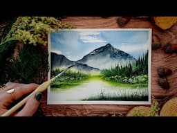 I Made a Vibrant Watercolor Mountain Landscape Painting