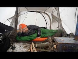 Winter Camping in a Hot Tent next to a Frozen River