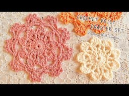 Crochet Doily Coaster Set | Petal Princess Tea Coaster | Scrap Yarn Crochet Project | Home Decor