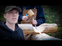 Log cabin build - Peaceful carving ASMR // ep 34