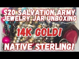 14K Gold & Native Sterling Silver! Salvation Army Jewelry Jar Unboxing #jewelryunboxing #jewelryjar