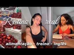 Rotina da manhã real | Treino, alimentação e aula de inglês em casa