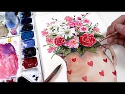 Watercolour Valentine's Bouquet