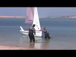 How to Sail - Beach launching a 2 person boat