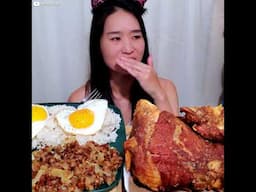 Filipino Sizzling Pork Sisig & Crispy Pata! #asmr #crispy #filipinofood #sisig #pinoyfood #reaction