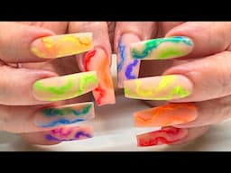 Rainbow (Pride) Marble Nail Art w/ Mom