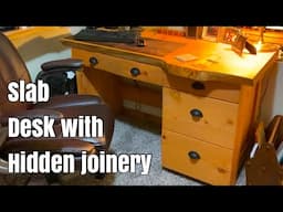 Slab top office desk with hidden joinery