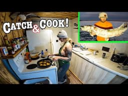 ICE SPEAR FISHING Catch & COOK At The New Cabin!!!! (Big Tasty Fish!!)