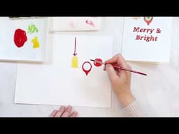 Ornament Watercolor Christmas Card for Beginners