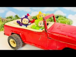 TELETUBBIES Toys Red Jeep Ride BUILDING Mini Town and Reading Along I Can Read Story Book!