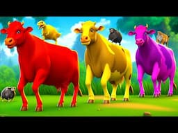 3 Giant Color Cows Save Mini Wild Animals from T-Rex | Animal Rescue Adventures 2024