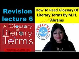 Lecture 6 CUET UGC NET Crash Course Videos M H Abrams Glossary English Literature by Poonam Dua