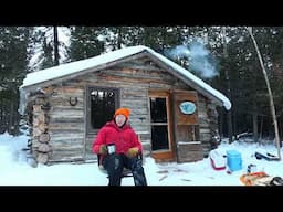 Winter Visit to Marten's Old Off Grid Log Cabin#296