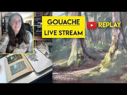 Painting a FOREST with gouache - Cozy Gouache Stream replay