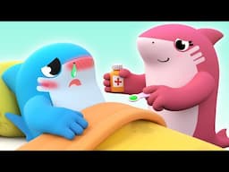 BABY SHARK is SICK but he doesn’t want to take his medicine! - Healthy Habits Song for Kids