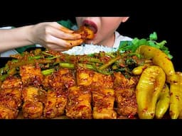 DELICIOUS\\SPICY PORK BELLY, CHILLI, SPICY MUSTARD LEAF CURRY * MUKBANG SOUNDS *