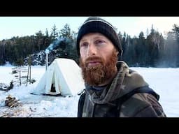 3-Day Extreme Winter Camping Challenge - 25-Mile Snowshoe, Hot Tent & Remote Ice Fishing