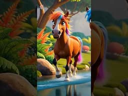 Horse Song Mere Ghode Chale Tik Tik, चल मेरे घोड़े, Hindi Animals Rhymes #preschool #shorts #viral