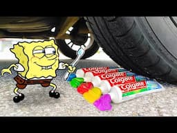 Car Crushing Spongebob vs Giant Watermelon with Eggs 🚓 Crushing Crunchy & Soft Things by Car