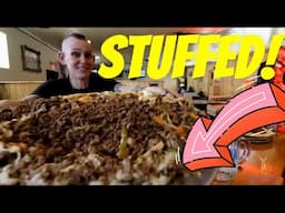 MASSIVE 9 LB STUFFED PIZZA ~ UNDEFEATED!  $60   MOM VS FOOD   MOLLY SCHUYLER EATS