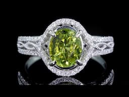 NATURAL Yellow Green Paraiba Tourmaline Diamond Cocktail Ring GIL CERTIFIED 14k White Gold 2.20 TCW