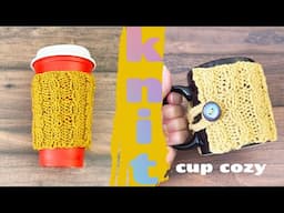 How to Knit a Small Cable Cup Cozy Flat & in the Round Video Tutorial