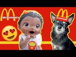 BABY ALIVE has a McDONALDS PICNIC with PUPPIES! The Lilly and Mommy Show! FUNNY KIDS SKIT!